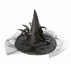 Feathered Black Witch Hat -Spirit Spooky Store 00161182 c