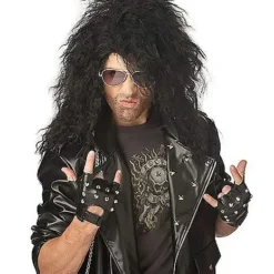 Black Heavy Metal Rocker Wig