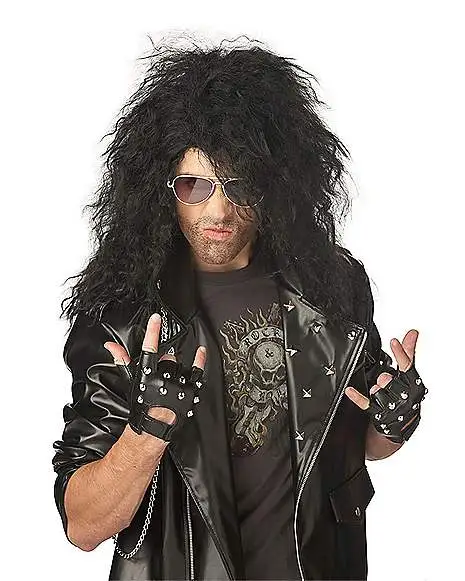 Black Heavy Metal Rocker Wig 1 Black Heavy Metal Rocker Wig