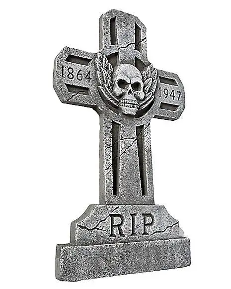 3 Ft Spooky Cross Tombstone 2 3 Ft Spooky Cross Tombstone - Image 2