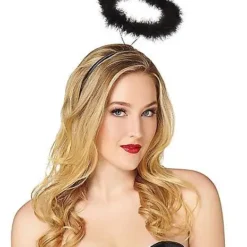 Faux Marabou Black Halo