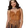 Adult Brown Suede Fringe Top