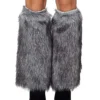 Grey Faux Fur Leg Warmers