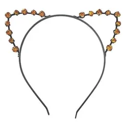 Orange Rhinestone Cat Ears Headband