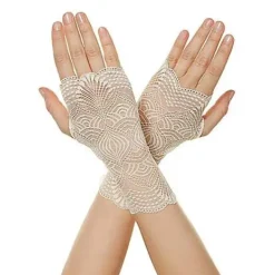 Fingerless White Lace Gloves