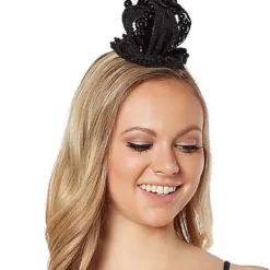 Black Queen Crown Fascinator 5 Black Queen Crown Fascinator -Spirit Spooky Store 01389535 b