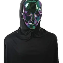 Iridescent Metallic Hooded Mask
