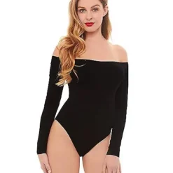 Off The Shoulder Black Bodysuit -Spirit Spooky Store 01392307 a