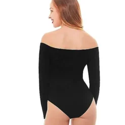 Off The Shoulder Black Bodysuit -Spirit Spooky Store 01392307 b