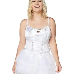 Front Lace-Up Corset - White -Spirit Spooky Store 01394600 a