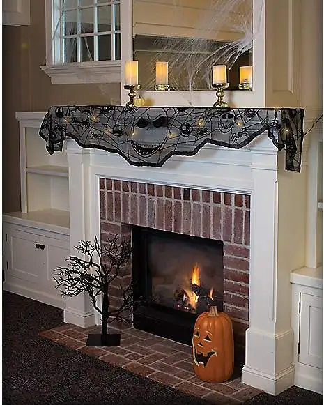 Light Up LED Jack Skellington Mantel Scarf Decorations - The Nightmare 1 Light Up LED Jack Skellington Mantel Scarf Decorations - The Nightmare