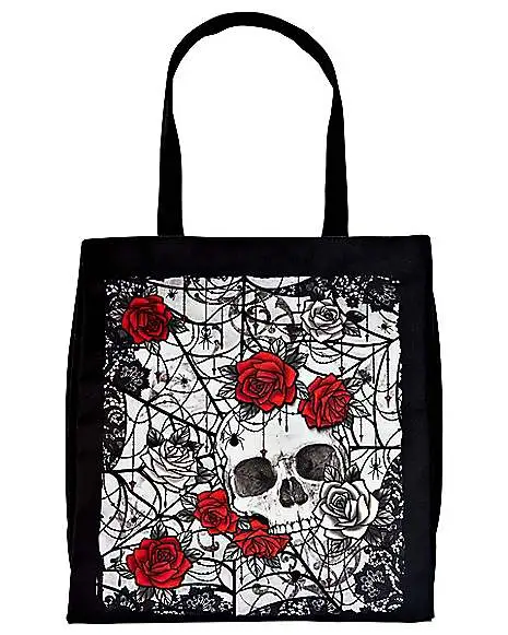 Skull And Roses Tote Bag 1 Skull And Roses Tote Bag