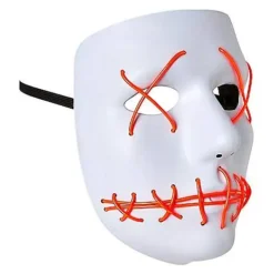White And Red EL Wire Half Mask -Spirit Spooky Store 01429208 c