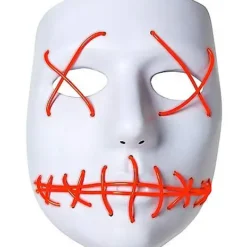 White And Red EL Wire Half Mask -Spirit Spooky Store 01429208 e