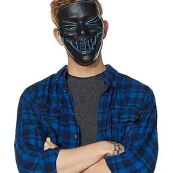 Black And Blue EL Wire Half Mask