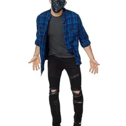 Black And Blue EL Wire Half Mask -Spirit Spooky Store 01429216 c