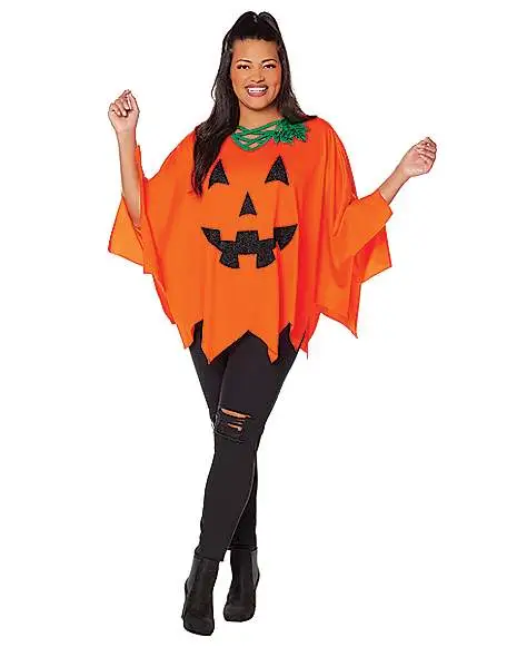 Adult Pumpkin Poncho 1 Adult Pumpkin Poncho