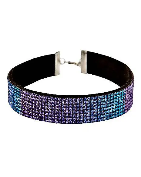 Ombre Rhinestone Choker Necklace 1 Ombre Rhinestone Choker Necklace
