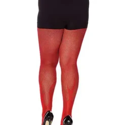 Red Devil Flame Fishnet Stockings -Spirit Spooky Store 01441682 b