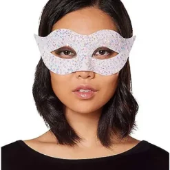 White Glitter Eye Half Mask
