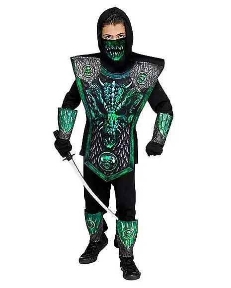 Kids Green Dragon Ninja Costume - Deluxe 1 Kids Green Dragon Ninja Costume - Deluxe