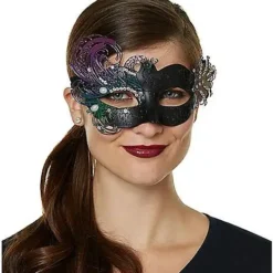 Oil Slick Peacock Eye Half Mask