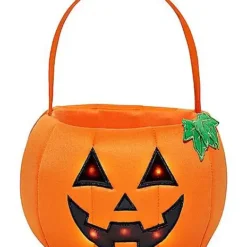 Light-Up Pumpkin Plush Treat Bucket