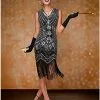 Adult Black Beaded Flapper Dress