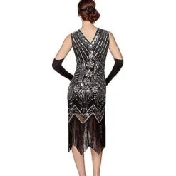 Adult Black Beaded Flapper Dress -Spirit Spooky Store 01470350 c