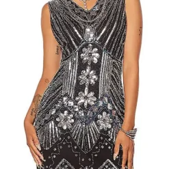 Adult Black Beaded Flapper Dress -Spirit Spooky Store 01470350 d
