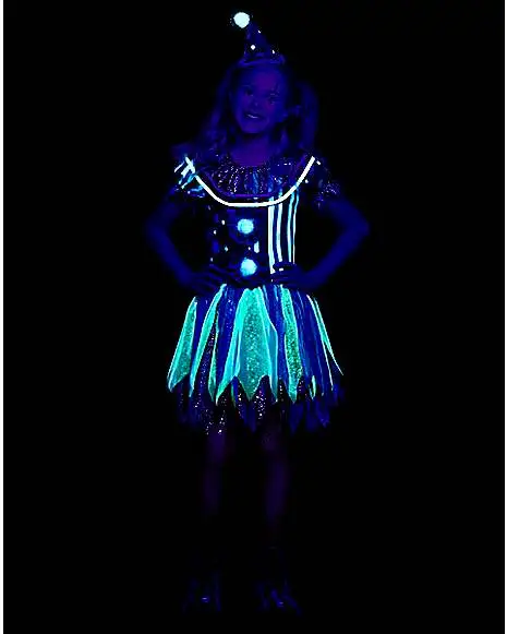 Kids Glow In The Dark Neon Clown Costume 3 Kids Glow In The Dark Neon Clown Costume - Image 3