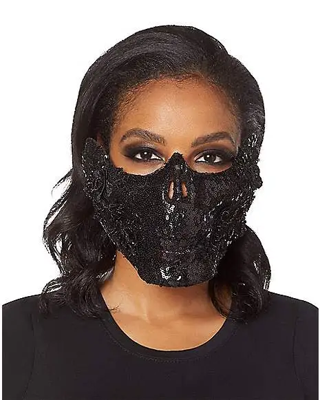 Black Skeleton Sequin Half Mask 1 Black Skeleton Sequin Half Mask