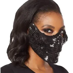 Black Skeleton Sequin Half Mask 5 Black Skeleton Sequin Half Mask -Spirit Spooky Store 01473255 c