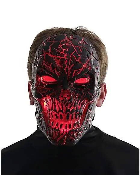 Light-Up LED Horror Scorched Skull Half Mask 1 Light-Up LED Horror Scorched Skull Half Mask