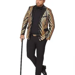 Adult '20s Gold And Black Plus Size Jacket