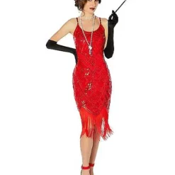 Adult Red Sequin Flapper Dress