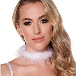 White Feather Choker Necklace