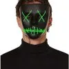 Light Up EL Wire Green Stitched Black Half Mask
