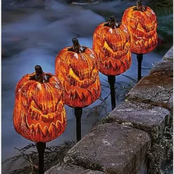 Light-Up LED Jack-O-Lantern Pathway Markers