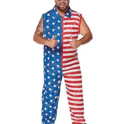 Adult Stars And Stripes Plus Size Jumpsuit Costume