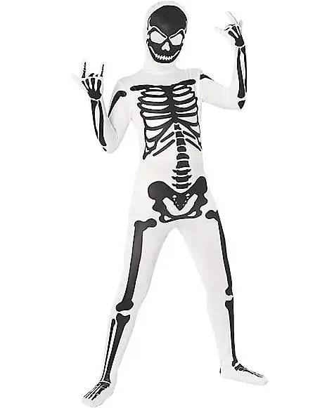 Black And White Skeleton Skin Suit Costume 1 Black And White Skeleton Skin Suit Costume