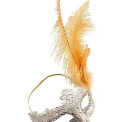 Gold Feather And Lace Eye Half Mask -Spirit Spooky Store 01587898 e