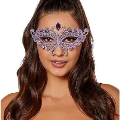 Purple Butterfly Crystal Eye Half Mask