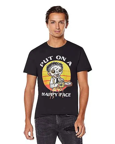 Happy Leatherface T Shirt - Texas Chainsaw Massacre 1 Happy Leatherface T Shirt - Texas Chainsaw Massacre