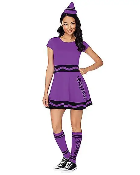 Adult Vivid Violet Crayon Dress Costume - Crayola 1 Adult Vivid Violet Crayon Dress Costume - Crayola