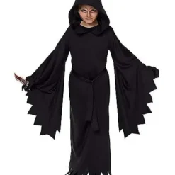 Kids Hooded Black Robe Costume