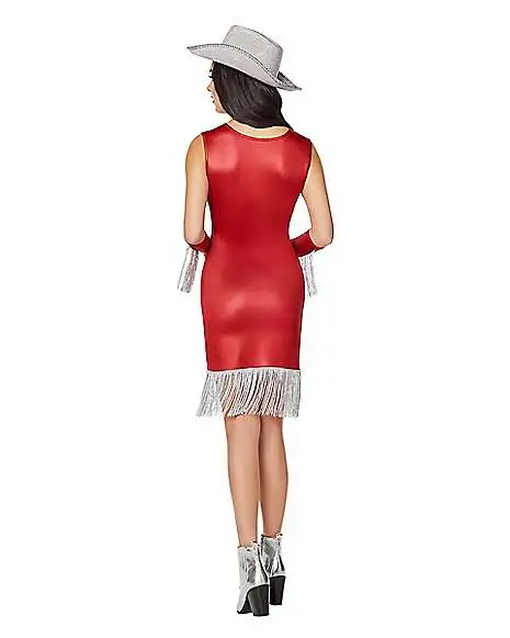 Adult Red Cowgirl Dress Costume 2 Adult Red Cowgirl Dress Costume - Image 2