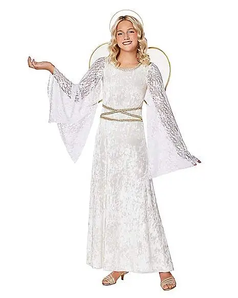 Kids White Lace Angel Costume 1 Kids White Lace Angel Costume