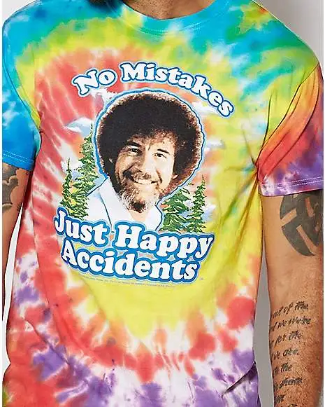 Happy Accidents Tie Dye Bob Ross T Shirt 2 Happy Accidents Tie Dye Bob Ross T Shirt - Image 2