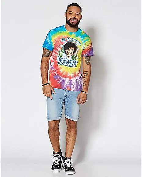 Happy Accidents Tie Dye Bob Ross T Shirt 3 Happy Accidents Tie Dye Bob Ross T Shirt - Image 3
